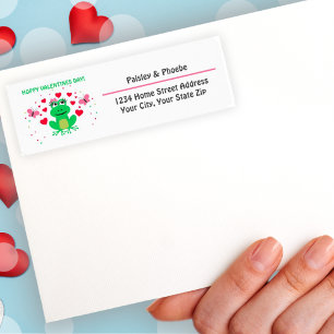 Étiquette "Hoppy" Frog Happy Valentines Day Adresse de retou