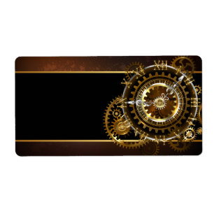 Étiquette Horloge Steampunk avec des engrenages anciens