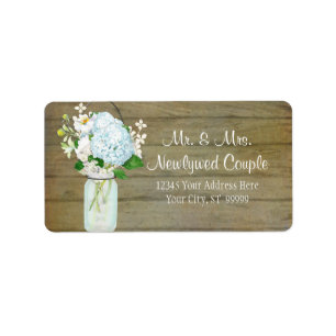 Étiquette Hortensias rustiques de bleu de pot de maçon de