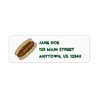Hot Dog Hotdog w/ Relish on Bun Address Labels