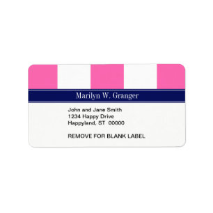 Étiquette Hot Pink #2 XL Stripes, Navy 5c Nom Monogram