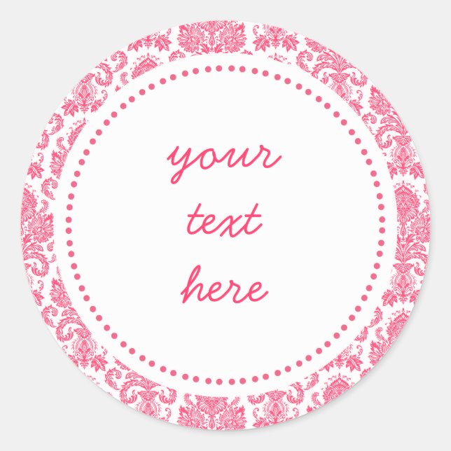 Étiquette Hot rose Girl Damask (Devant)