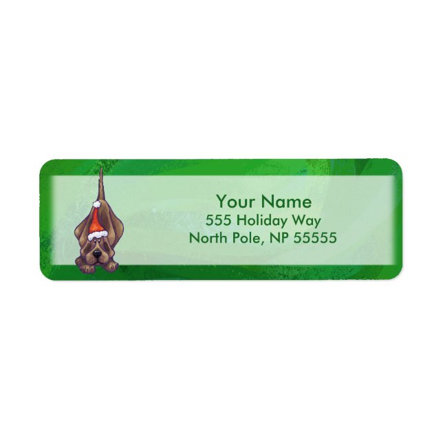 Étiquette Hound Chien Noël sur Green (Devant)
