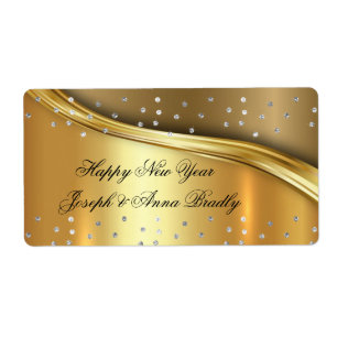 Étiquette Huile d'or, Joyeux Nouvel An Élégant