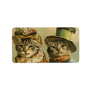 Étiquette Humour vintage, Chats de mariée victorienne en Cas