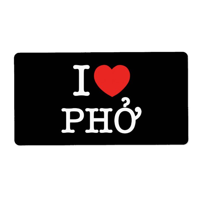 Étiquette I Heart (Amour) Pho (Devant)