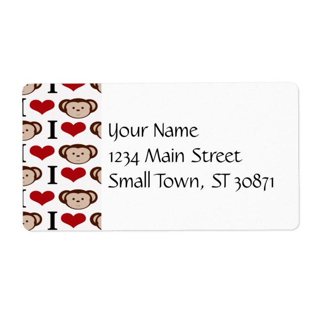 Étiquette I Heart Monkeys I Love Monkey Valentines Cadeau (Devant)