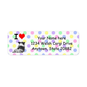 Étiquette I Love Corgis with Polka-Dots