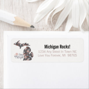 Étiquette I Love Michigan Jouant Floral Pink Brown Black