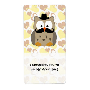 Étiquette I moustache vous à être mon Valentine