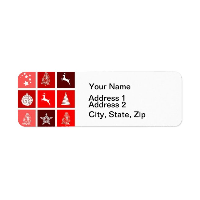 Étiquette Icône de Noël Rouge Carré Vacances Art classique (Devant)