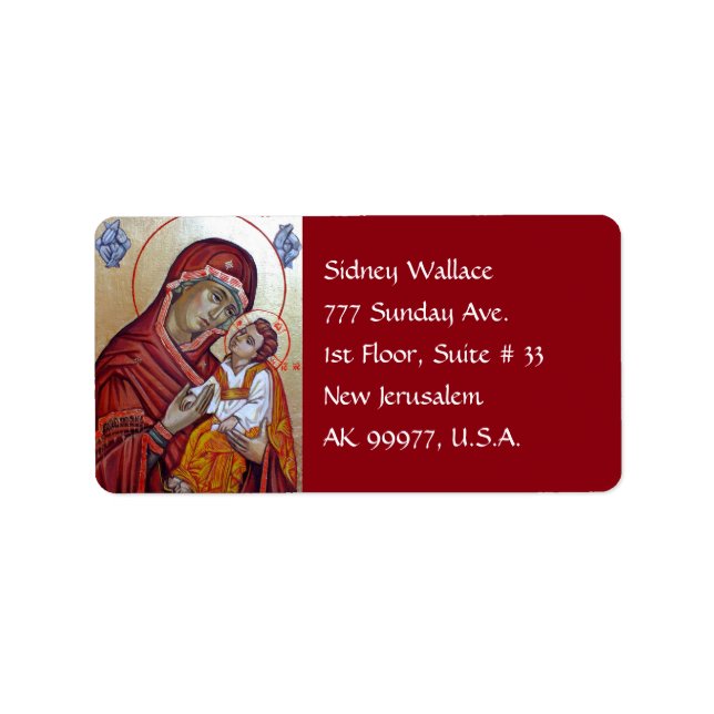 Étiquette Icône De Style Byzantin De Saint Mary Teotokos (Devant)