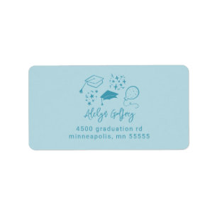 Étiquette Icônes Quirky Graduation Blue Adresse de retour