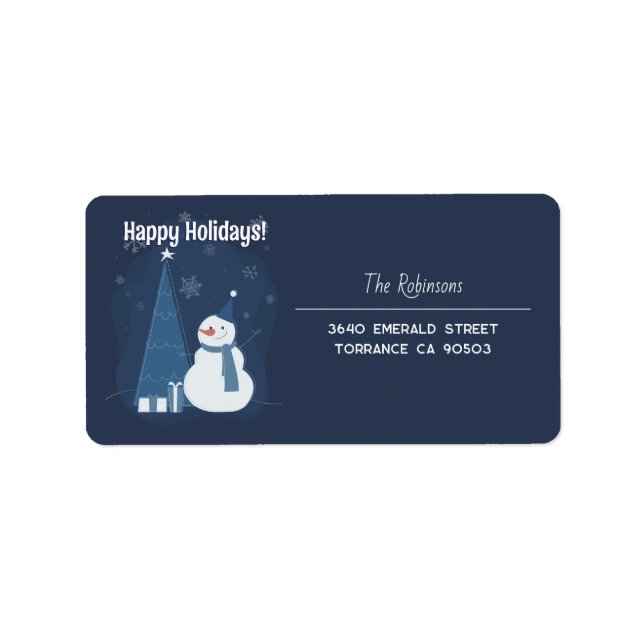 Étiquette Idées Cadeau de Noël blanc Vintage bleu (Devant)