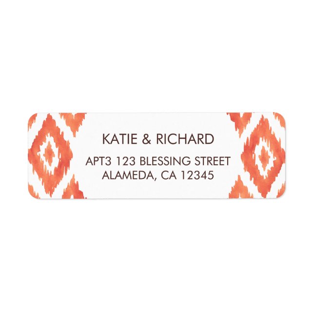 Étiquette Ikat orange (Devant)