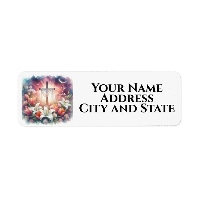 Étiquette Il est ressuscité Aquarelle Pâques (Devant)