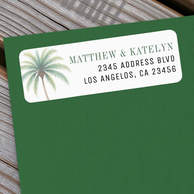 Étiquette Île aux Palmiers Destination Mariage Vert (Palm Tree Island Destination Green Wedding Label
)