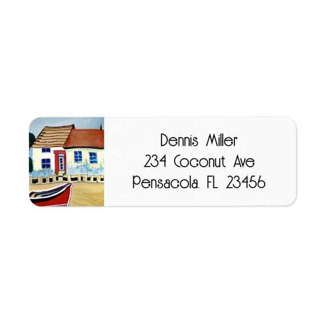 Étiquette Illustration Abstraite de la maison de plage et du (Devant)