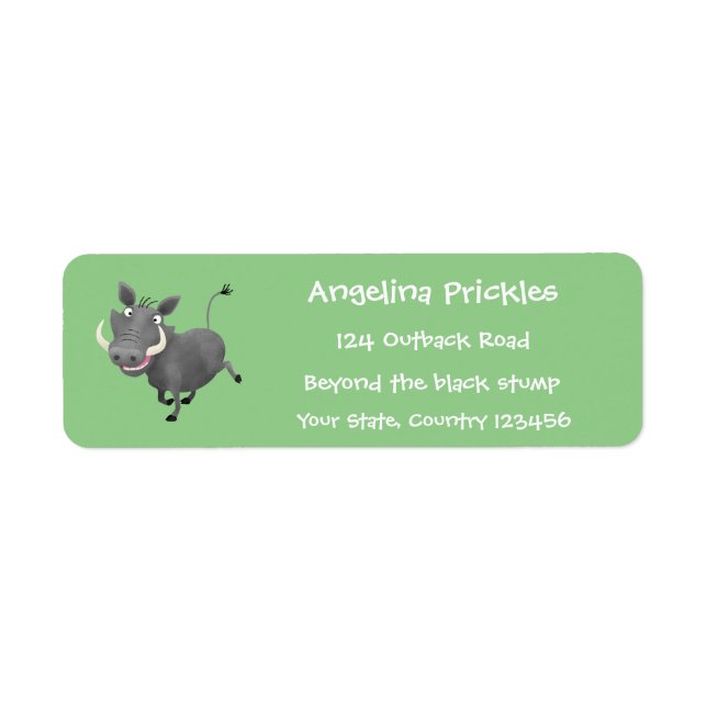 Étiquette Illustration amusante d'un cochon de phacochère af (Devant)