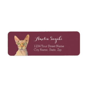 Étiquette Illustration chauve d'aquarelle de chat de Sphynx