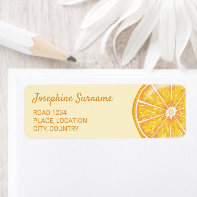 Étiquette Illustration de fruit d'orange agrume avec texte p (En situation)