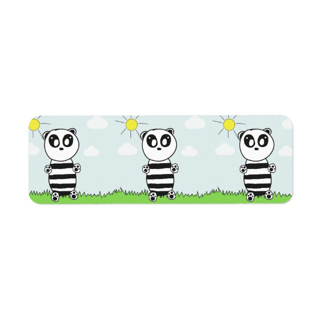 Étiquette Illustration de Panda Mignon (Devant)