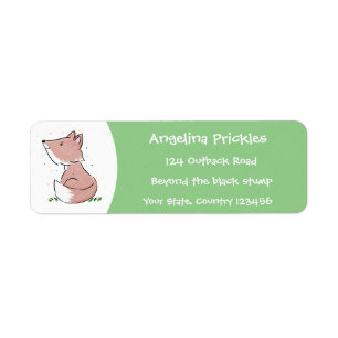 Étiquette Illustration de renard bébé mignon en dessin animé