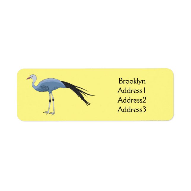 Étiquette Illustration d'oiseau de grue bleue (Devant)