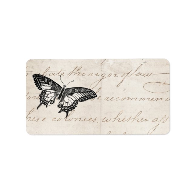 Étiquette Illustration du papillon vintage des années 1800 (Devant)