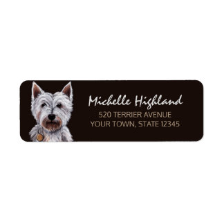 Étiquette Illustration du Pastel du chien Terrier de West Hi