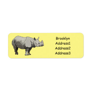 Étiquette Illustration du rhinocéros de Javan