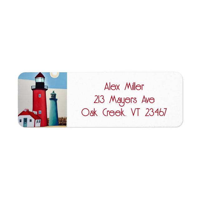 Étiquette Illustration d'un phare sur l'océan (Devant)