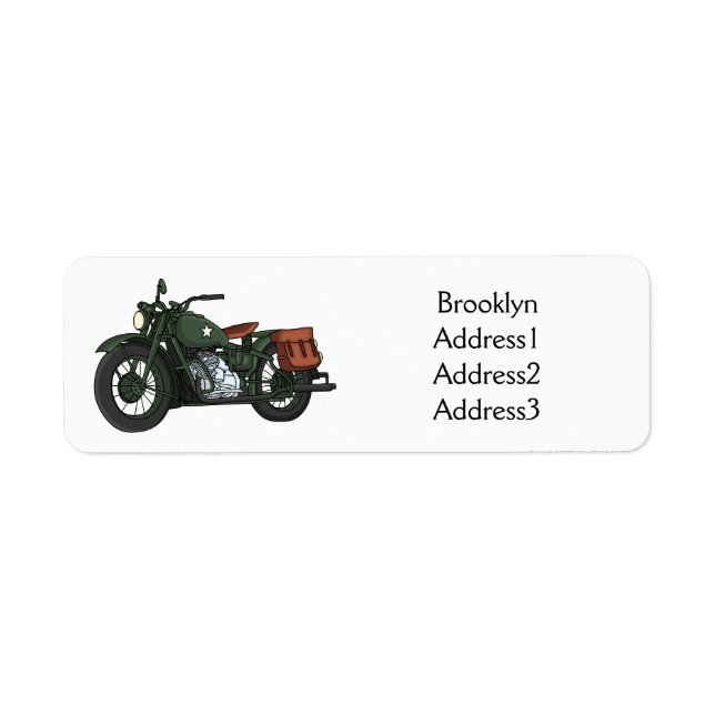 Étiquette Illustration d'une moto de croiseur militaire (Devant)