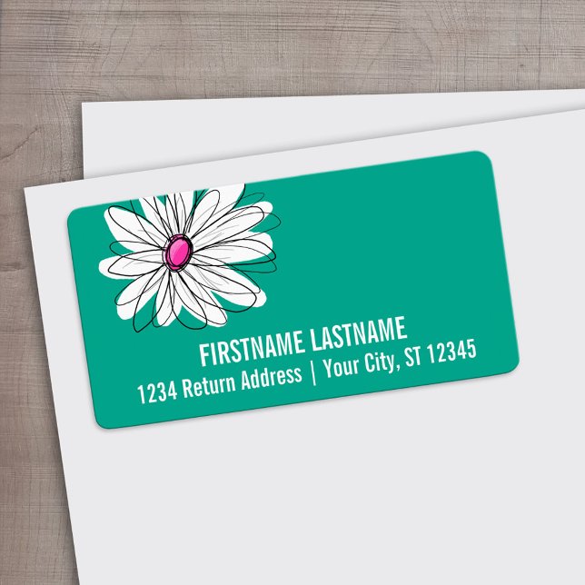 Étiquette Illustration florale tendance - rose et vert (Custom Address Label)