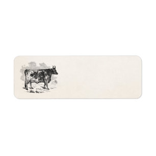 Étiquette Illustration personnalisée par vache vintage de