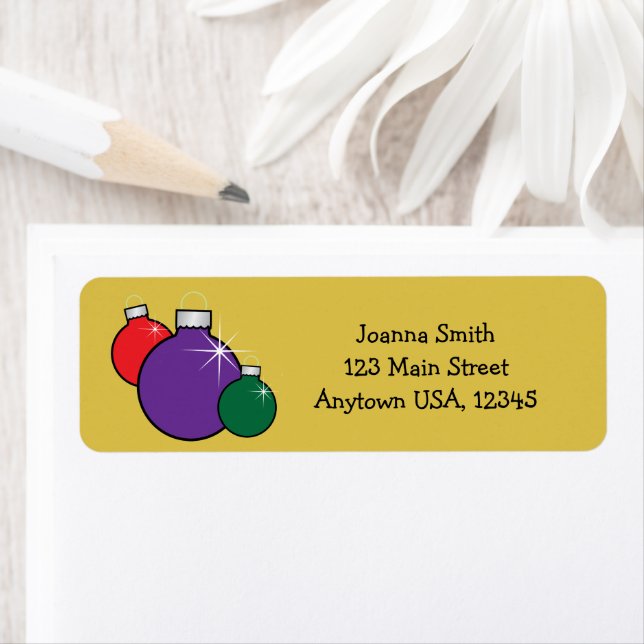 Étiquette Illustration rouge verte des ornements de Noël (En situation)