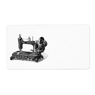 Étiquette Illustration vintage de machine à coudre de 1800s