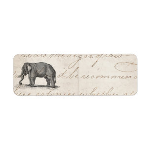 Étiquette Illustration vintage d'éléphant de 1800s -