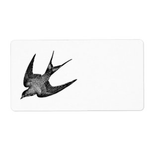 Étiquette Illustration vintage d'hirondelle - rétros oiseau
