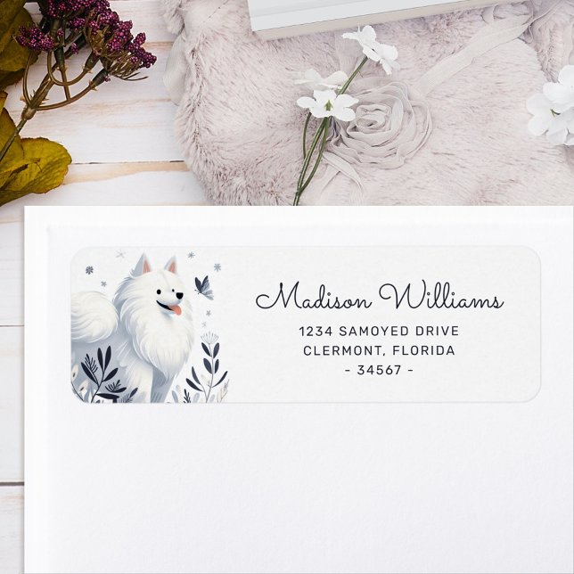 Étiquette Illustration Whimsical Samoyed Dog (Créateur téléchargé)