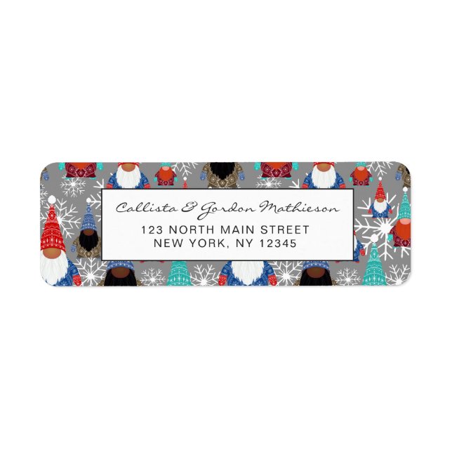 Étiquette Illustrations de flocon de neige Gnome Motif de No (Devant)