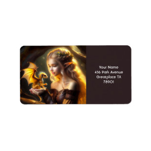 Étiquette Imaginaire Bébé mignon Jaune Dragon