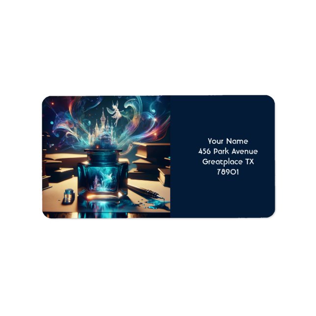 Étiquette Imaginaire Cute Stylo Encre Bleu (Devant)