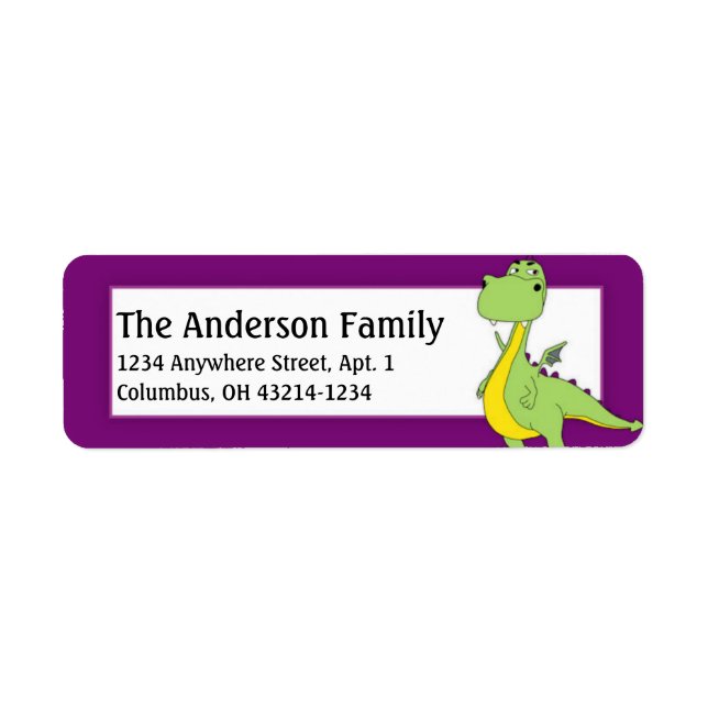 Étiquette Imaginaire Dragon vert Retourner l'adresse Étiquet (Devant)