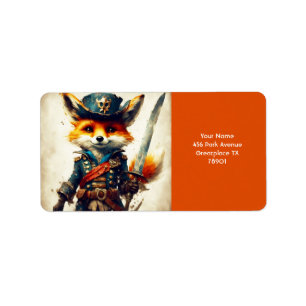 Étiquette Imaginaire Joli Vivid Fox Pirate Cartoon