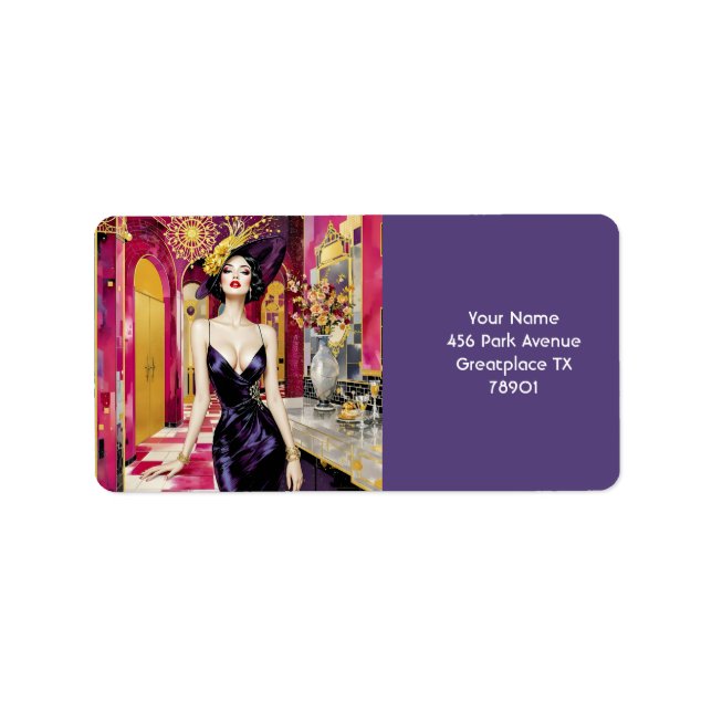Étiquette Imaginaire jolie dame Art Déco (Devant)
