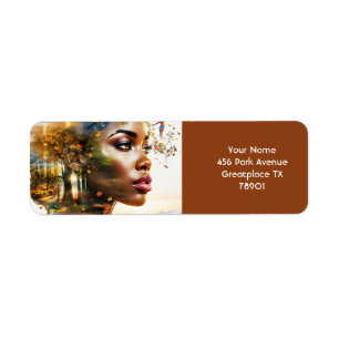 Étiquette Imaginaire jolie dame Paysage africain