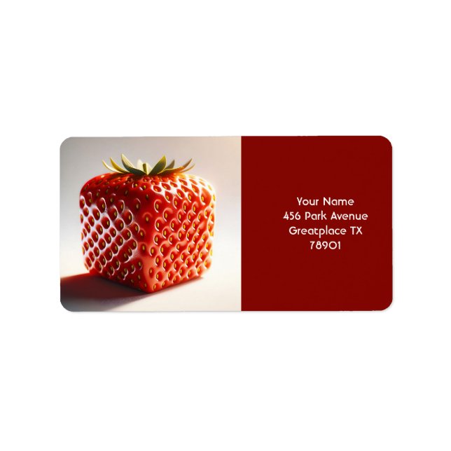 Étiquette Imaginaire mignon Carré fraise rouge (Devant)