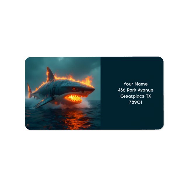 Étiquette Imaginaire mignon feu requin mer (Devant)