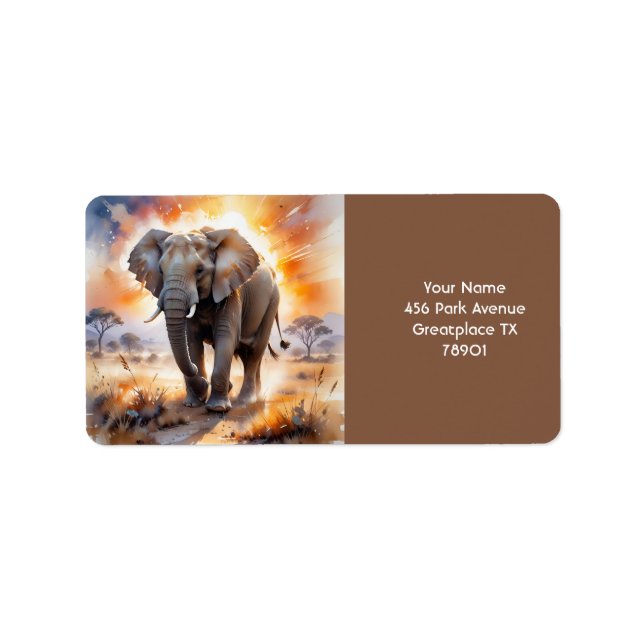 Étiquette Imaginaire mignon gros éléphant Savanna (Devant)